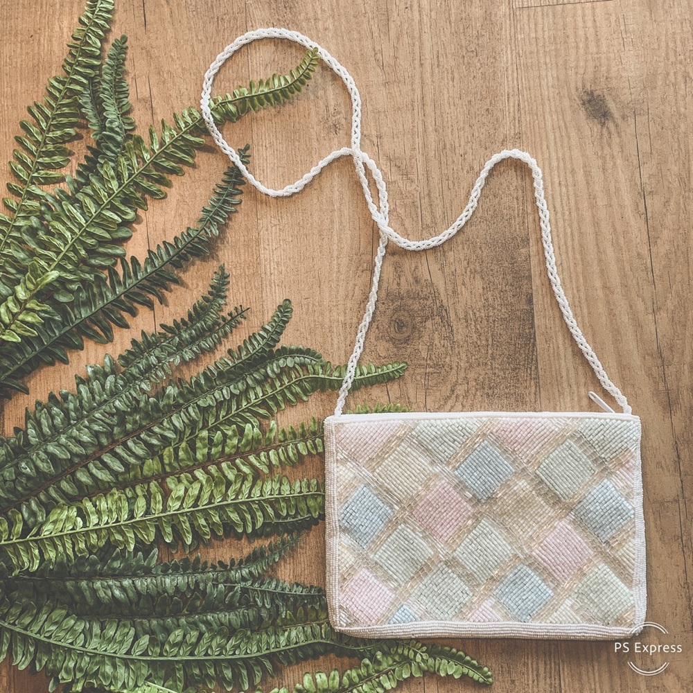 VINTAGE beaded rectangle crossbody purse